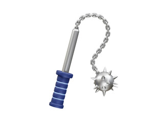 Medieval Flail with Spiked Ball and Chain icon illustration 3d