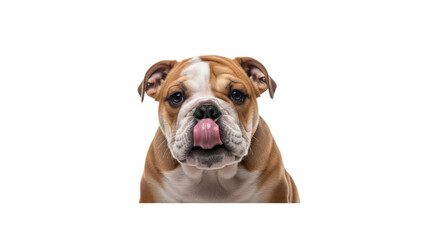 Obraz premium Cute English Bulldog Puppy Licking Nose