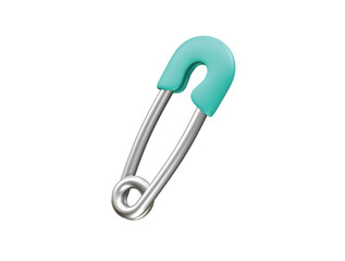 Turquoise Safety Pin 3D Render icon illustration 3d