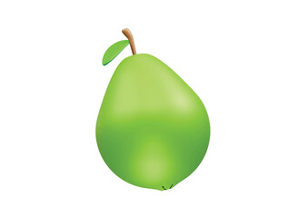 Green Pear with Leaf icon 3d rendering illustration