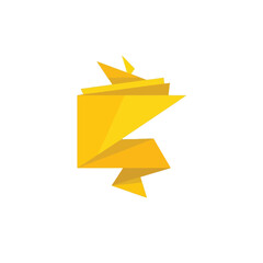 Abstract yellow geometric logo representation on a white background