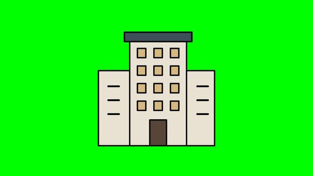 Office building animation illustration featuring modern simple flat design