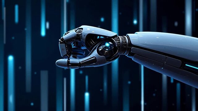 Futuristic robotic hand in digital space