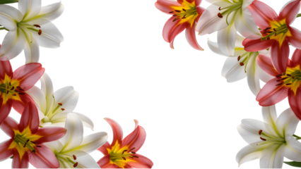 Beautiful flowers border frame with transparent background