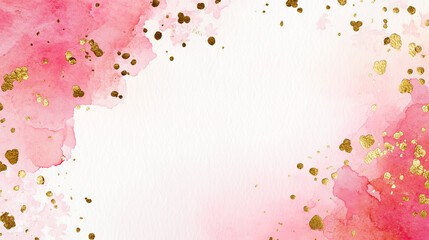 ピンクの水彩とフレーム背景
