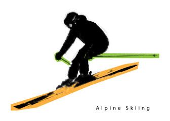 Alpine Skiing halftone. vector illustration