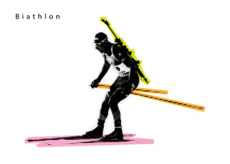 Biathlon halftone design element. vector illustration