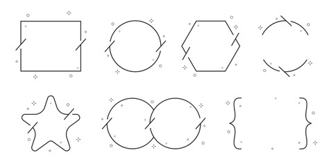 Fototapeta premium Geometric Abstract Shapes Outline Set Minimalist Line Art