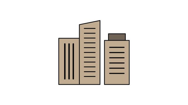 Urban Skyscraper Building Icon with Minimal Flat Style Architecture