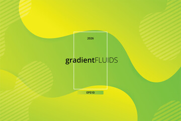 2026, Trendy and modern gradient fluid wave background.