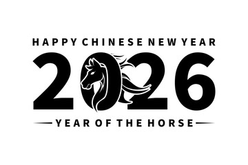 Obraz premium 2026 New Year with Head Horse combination logo design vector template. Chinese New Year logo Inspirations