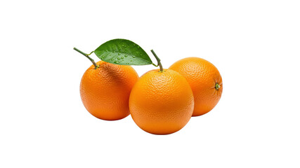 Fresh oranges with leaf on Transparent Background