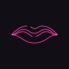 A stylized pair of pink neon glowing lips creating a vibrant and modern aesthetic
