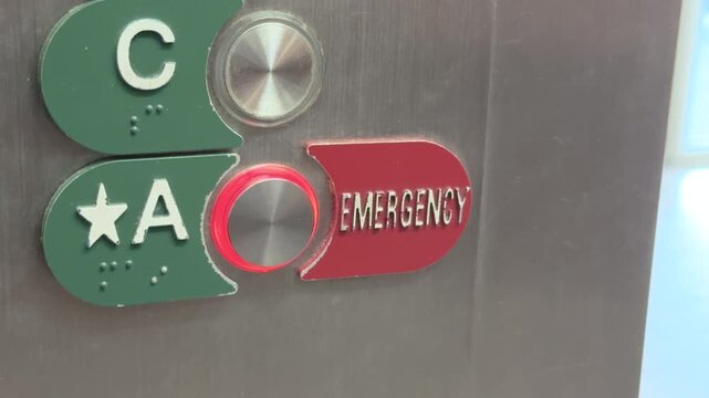 Emergency button pressed on elevator panel 4k