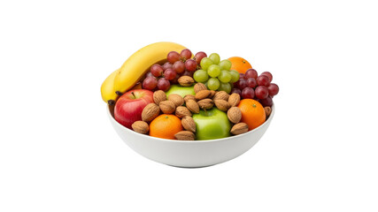 Bowl of colorful fresh fruit and nuts
