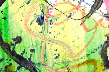 Obraz premium Wild abstract paint and pencil lines splashes vibrant art background