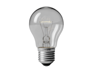 Clear Light Bulb on White Background