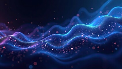 Vibrant digital wave with glowing particles on dark background