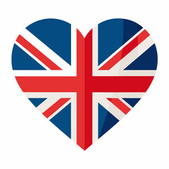 Obraz premium Vector flat heart shaped Great Britain flag isolated on white background.