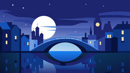 Cityscape under moonlit night