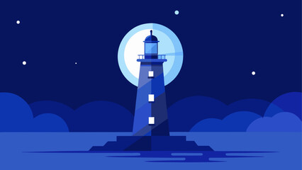 Lighthouse illuminating night sky