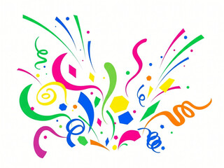 colorful abstract shapes and lines on white background