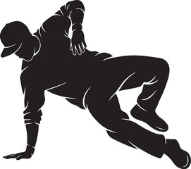 Fototapeta premium Dynamic Jumping Man Silhouette – Action Pose Black Vector Illustration