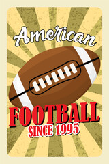 Retro American Football Poster with Sunburst Background