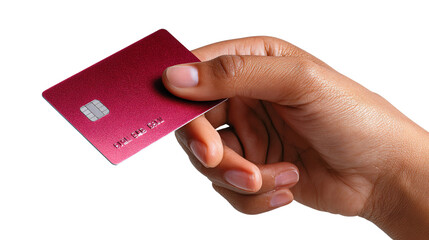 Secure Transaction in Hand: A hand delicately holds a sleek credit card, showcasing a blend of security and the convenience of modern financial transactions.