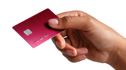 Secure Transaction in Hand: A hand delicately holds a sleek credit card, showcasing a blend of security and the convenience of modern financial transactions.