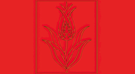 Naklejka premium Red Tulip Vector Art, Elegant Floral Silhouette on Solid Background