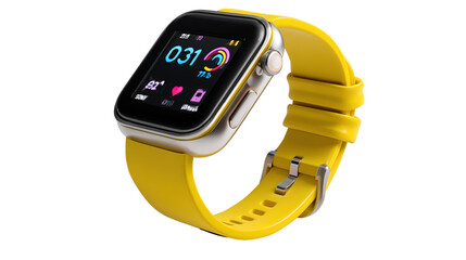 Tech Time: A cutting-edge smartwatch features a vibrant screen and comfortable yellow strap, representing the fusion of technology and style for the modern individual.