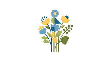 Geometric Floral Bouquet Illustration - Minimalist Nature Art © gudangPIXEL