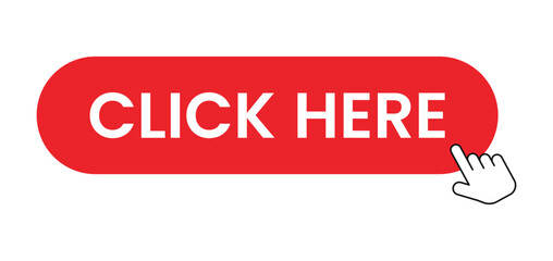 Click here button with arrow pointer clicking icon. Click here vector web button. Web button with action of arrow pointer. Click here, UI button concept. Vector illustration