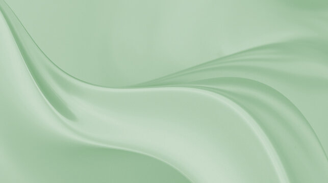 This digital abstract image features a soft pastel green hue. It features a pattern of curved lines that resembles the folds of silk or the smooth flow of liquid, creating a calming and elegant visual