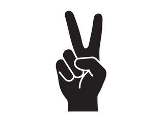 Obraz premium Minimal Hand Sign Silhouette icon on white background.