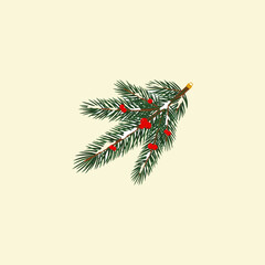 Christmas pine branch icon flat vector design.