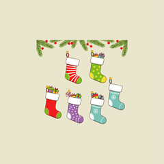 Christmas socks stockings icon flat vector design.