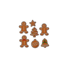 Gingerbread man and cookie icon flat vector design.