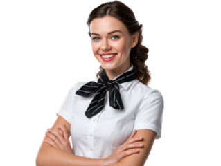 The Smiling Attendant: A cheerful attendant exudes warmth and professionalism, her welcoming smile and composed demeanor speak volumes, perfectly embodying hospitality.