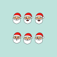 Santa Claus face icon flat vector design.