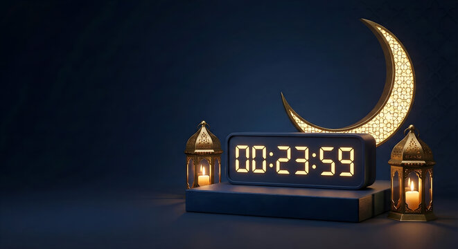Ramadan Iftar Countdown Timer with Islamic Ornaments