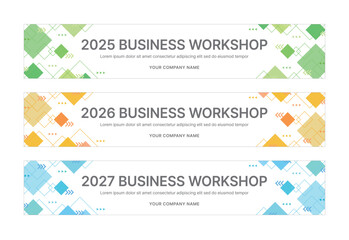 Modern business banner templates with abstract geometric patterns. Perfect for workshops, events, conferences, presentations, or branding projects, combining style and professionalism.