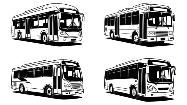 Travel bus logo line template for transport branding. Minimalist motorcoach vector icon, modern public transportation sign, clean vehicle silhouette for tourism and travel agency identity.