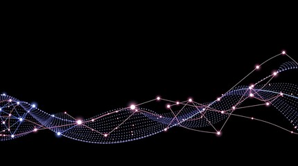 Abstract Digital Network Wave Glowing Neural Connection Background Futuristic Cyber Technology Data Flow