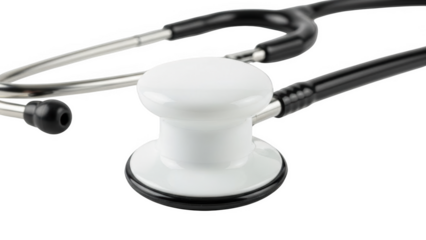 White and black stethoscope medical instrument on black background health doctor