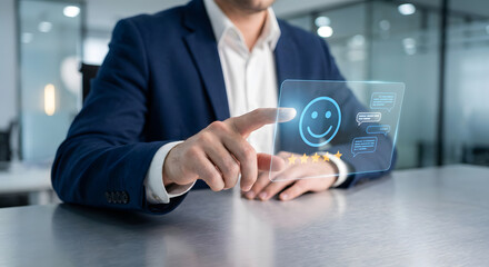 Businessman interacting with virtual interface