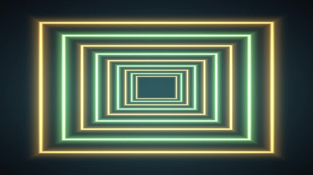 Neon Square Illusion Creates Dynamic Depth and Movement