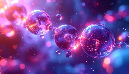 Ornate chain of transparent orbs containing nebula-like bursts of purple, orange, and pink light floats in dreamy space