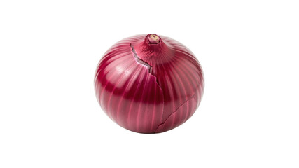 Single Red Onion on Transparent Background
